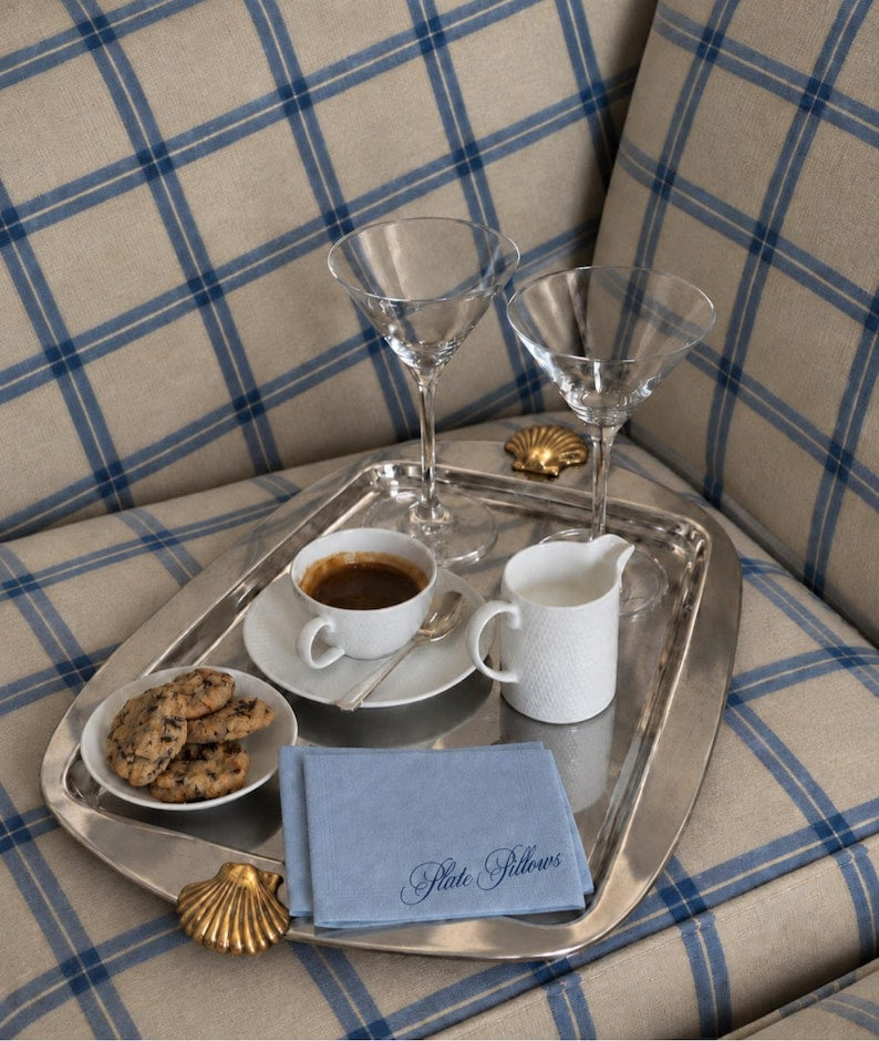 Silver serving tray styled